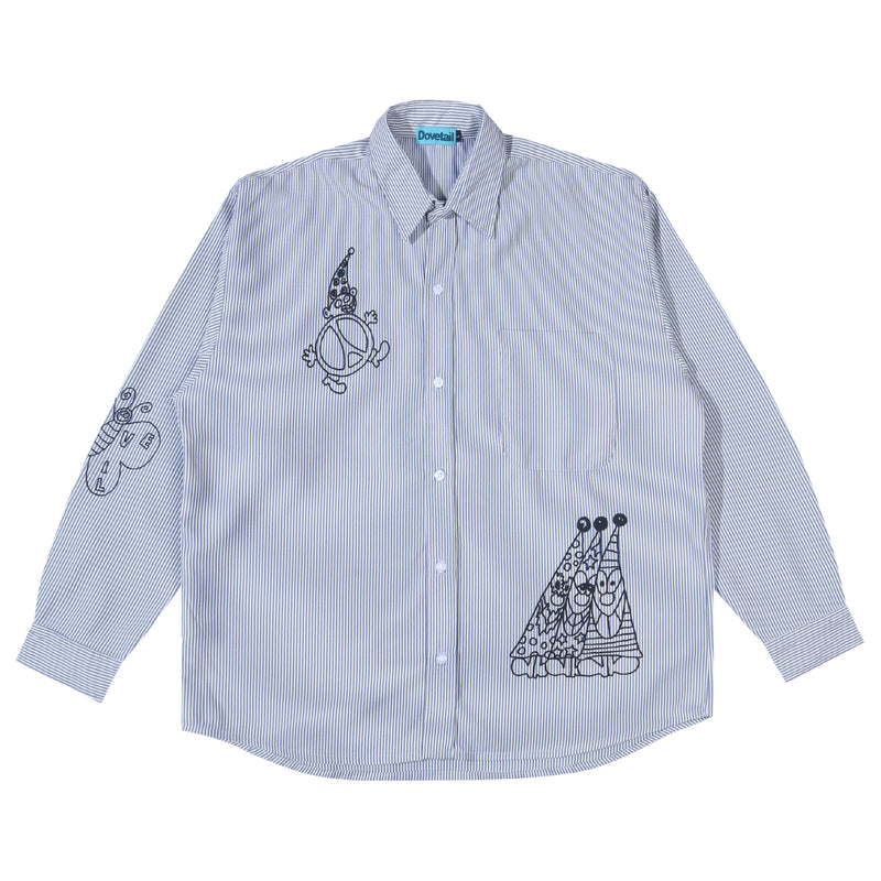 Peculiar Stripe Shirt - White Blue